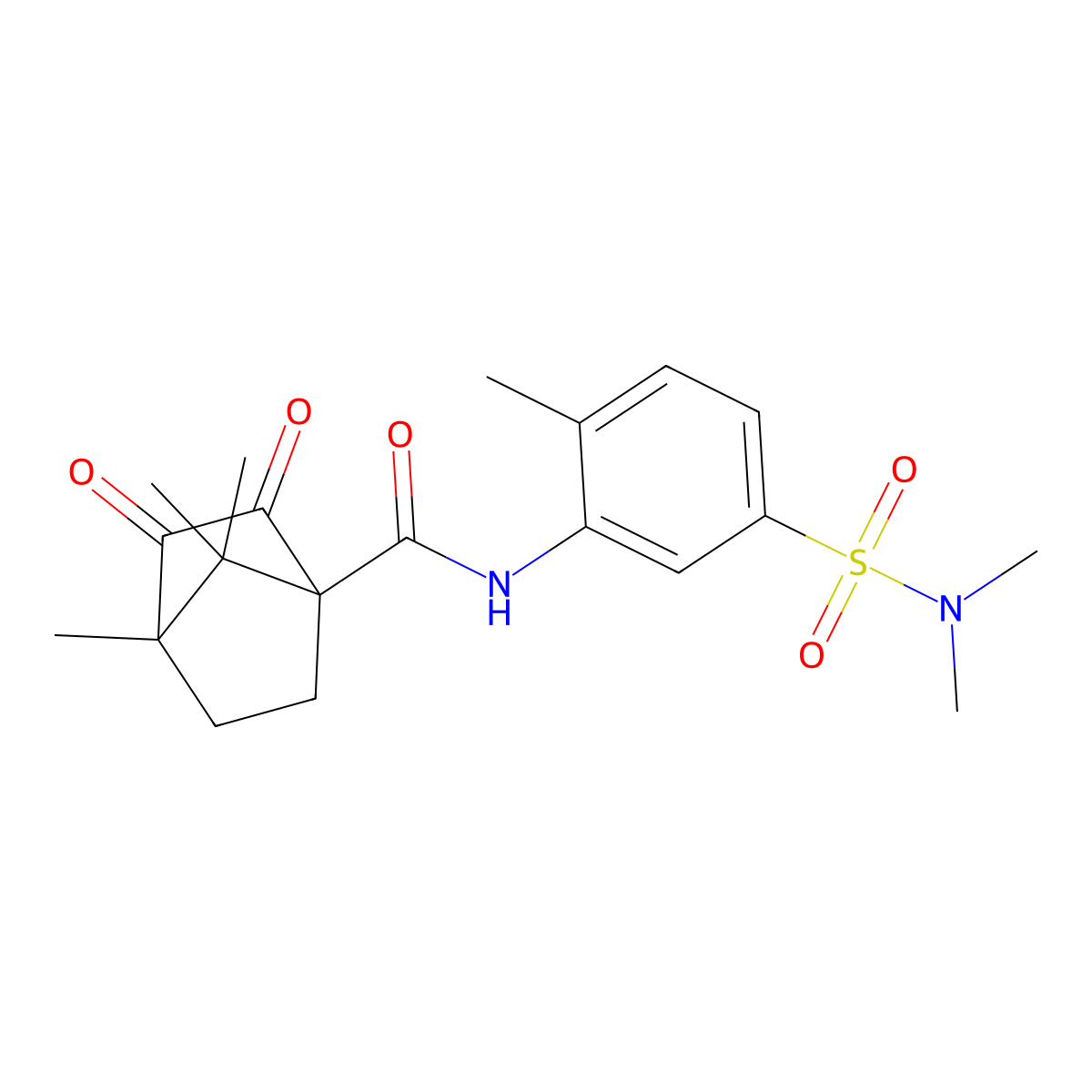 N-[5-(dimethylsulfamoyl)-2-methylphenyl]-4,7,7-trimethyl-2,3-dioxobicyclo[2.2.1]heptane-1-carboxamide molecular structure, CAS 622356-36-9
