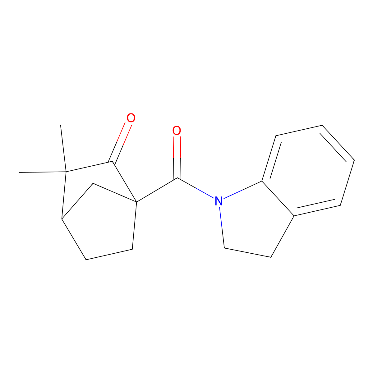 4-(2,3-Dihydroindole-1-carbonyl)-2,2-dimethylbicyclo[2.2.1]heptan-3-one molecular structure, CAS 622359-22-2
