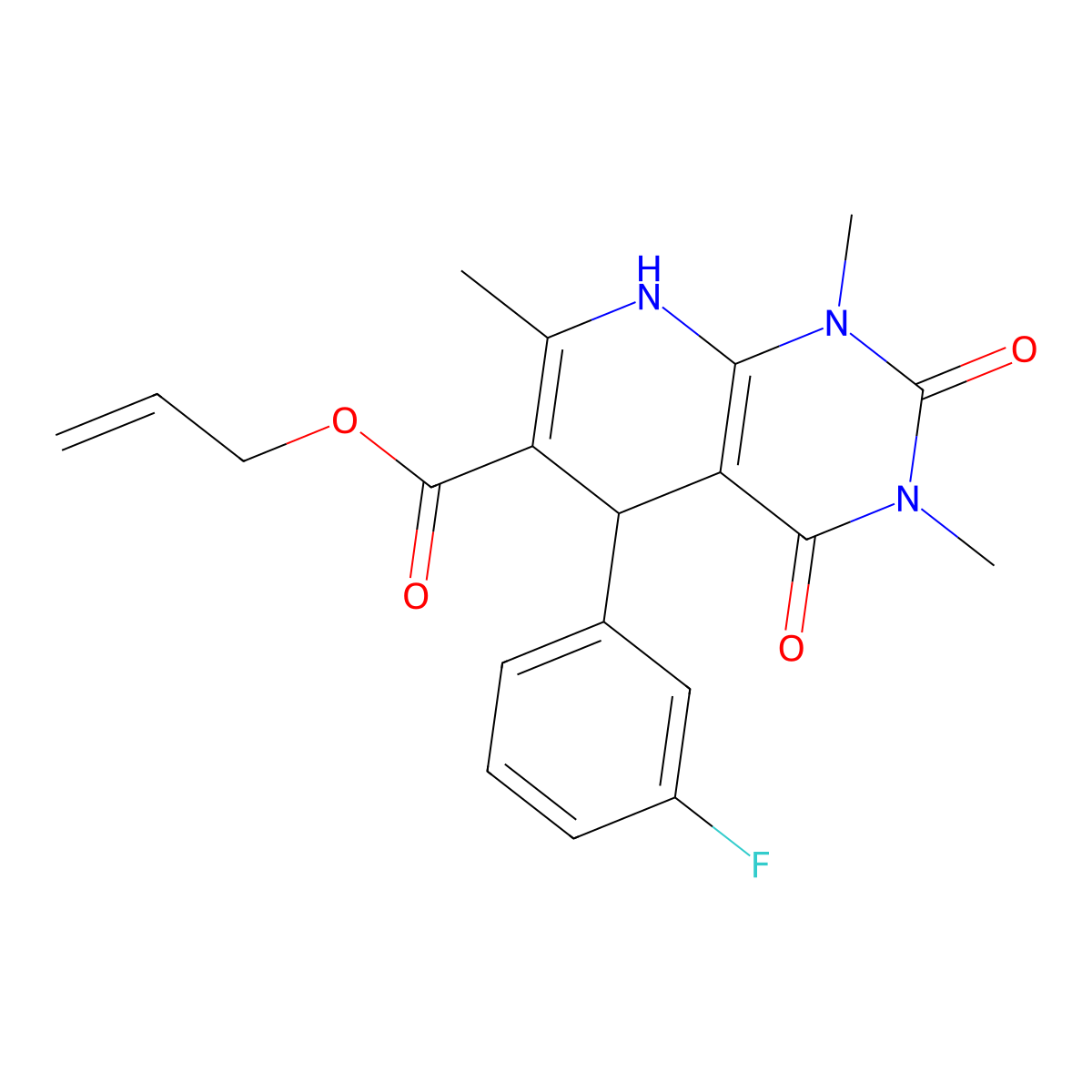 Prop-2-enyl 5-(3-fluorophenyl)-1,3,7-trimethyl-2,4-dioxo-5,8-dihydropyrido[2,3-d]pyrimidine-6-carboxylate molecular structure, CAS 622359-75-5