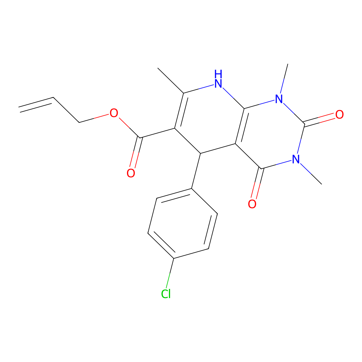 Prop-2-enyl 5-(4-chlorophenyl)-1,3,7-trimethyl-2,4-dioxo-5,8-dihydropyrido[2,3-d]pyrimidine-6-carboxylate molecular structure, CAS 622360-11-6