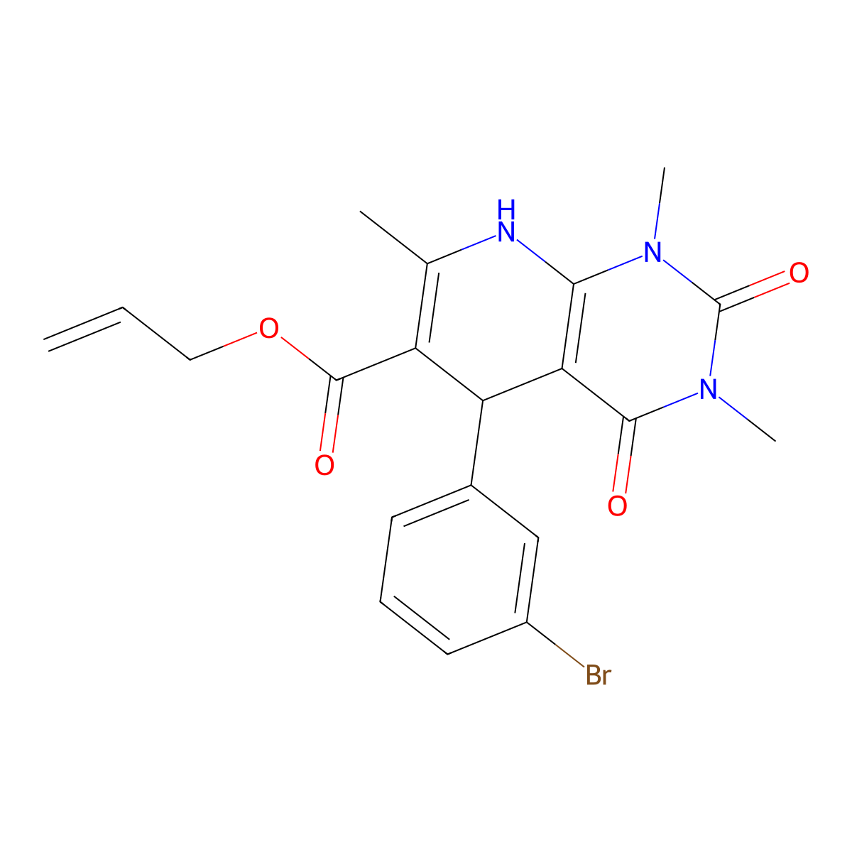 Prop-2-enyl 5-(3-bromophenyl)-1,3,7-trimethyl-2,4-dioxo-5,8-dihydropyrido[2,3-d]pyrimidine-6-carboxylate molecular structure, CAS 622360-28-5