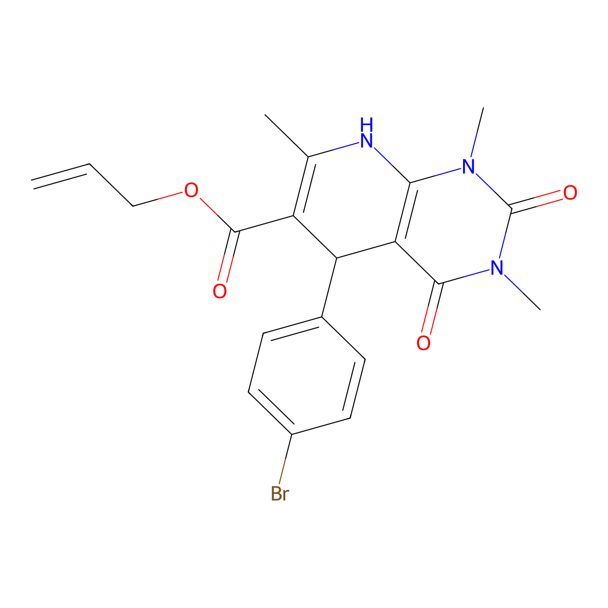 Prop-2-enyl 5-(4-bromophenyl)-1,3,7-trimethyl-2,4-dioxo-5,8-dihydropyrido[2,3-d]pyrimidine-6-carboxylate molecular structure, CAS 622360-36-5