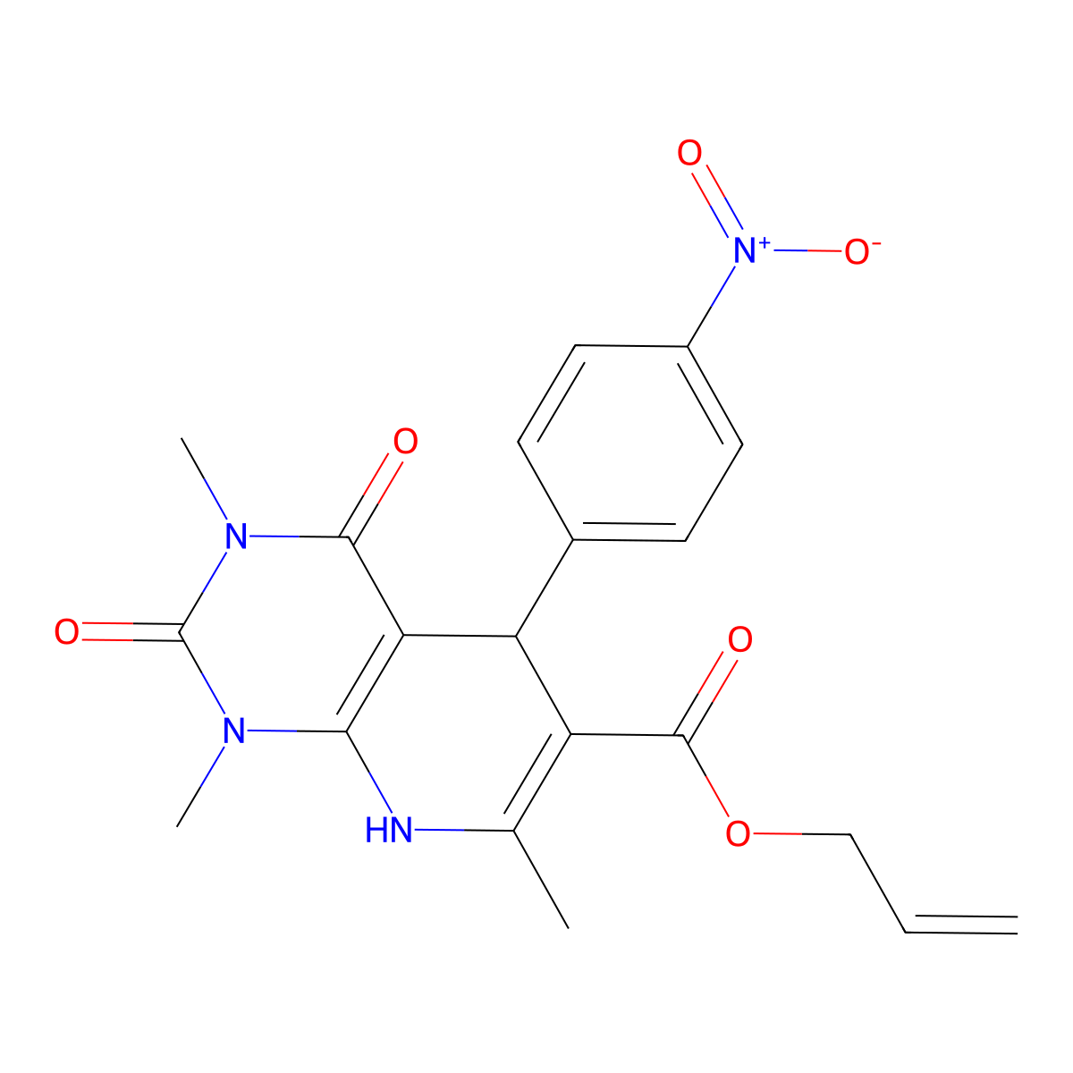Prop-2-enyl 1,3,7-trimethyl-5-(4-nitrophenyl)-2,4-dioxo-5,8-dihydropyrido[2,3-d]pyrimidine-6-carboxylate molecular structure, CAS 622360-60-5