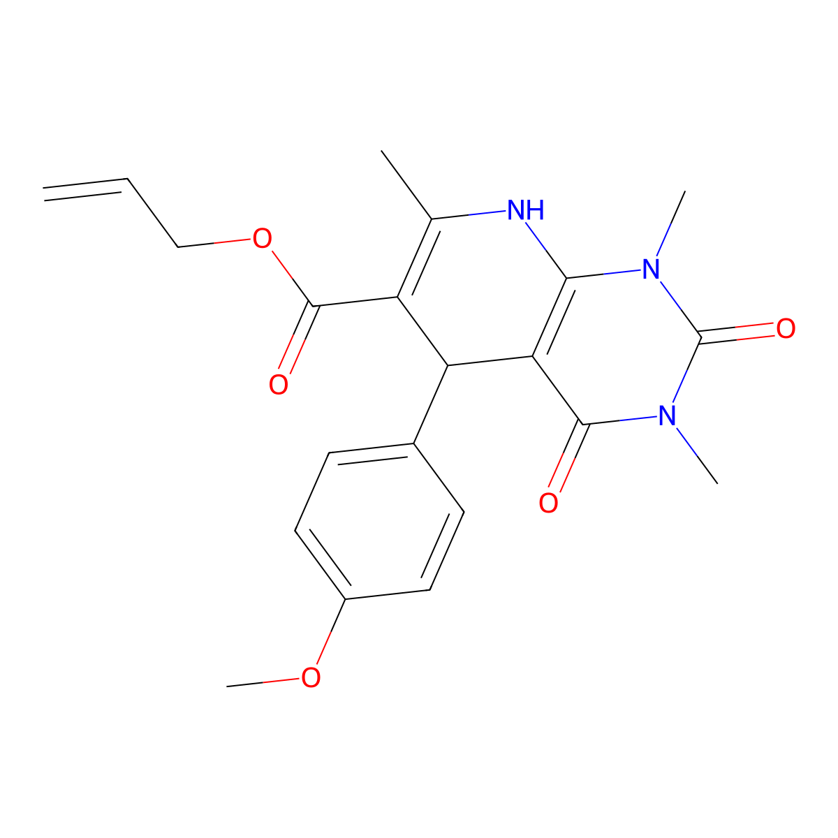 Prop-2-enyl 5-(4-methoxyphenyl)-1,3,7-trimethyl-2,4-dioxo-5,8-dihydropyrido[2,3-d]pyrimidine-6-carboxylate molecular structure, CAS 622360-78-5