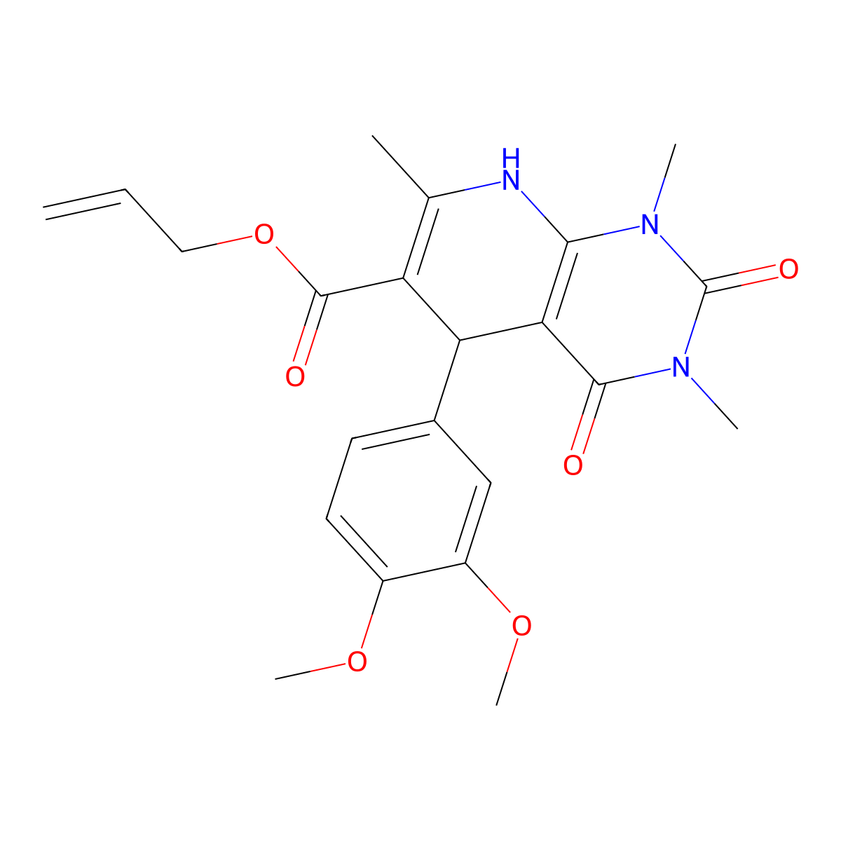 Prop-2-enyl 5-(3,4-dimethoxyphenyl)-1,3,7-trimethyl-2,4-dioxo-5,8-dihydropyrido[2,3-d]pyrimidine-6-carboxylate molecular structure, CAS 622360-87-6