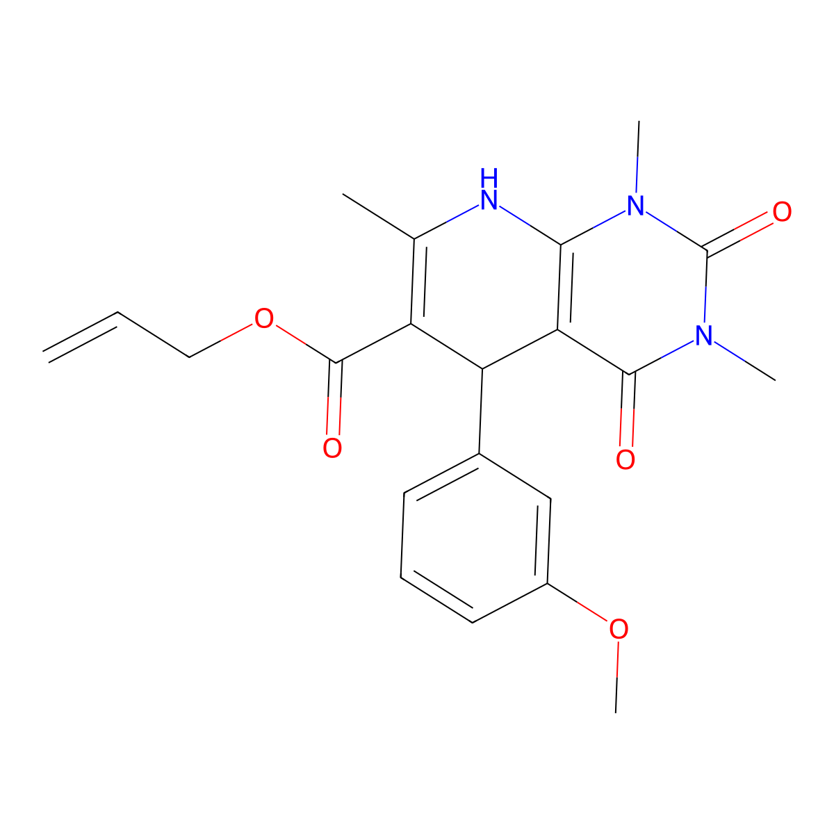 Prop-2-enyl 5-(3-methoxyphenyl)-1,3,7-trimethyl-2,4-dioxo-5,8-dihydropyrido[2,3-d]pyrimidine-6-carboxylate molecular structure, CAS 622360-96-7