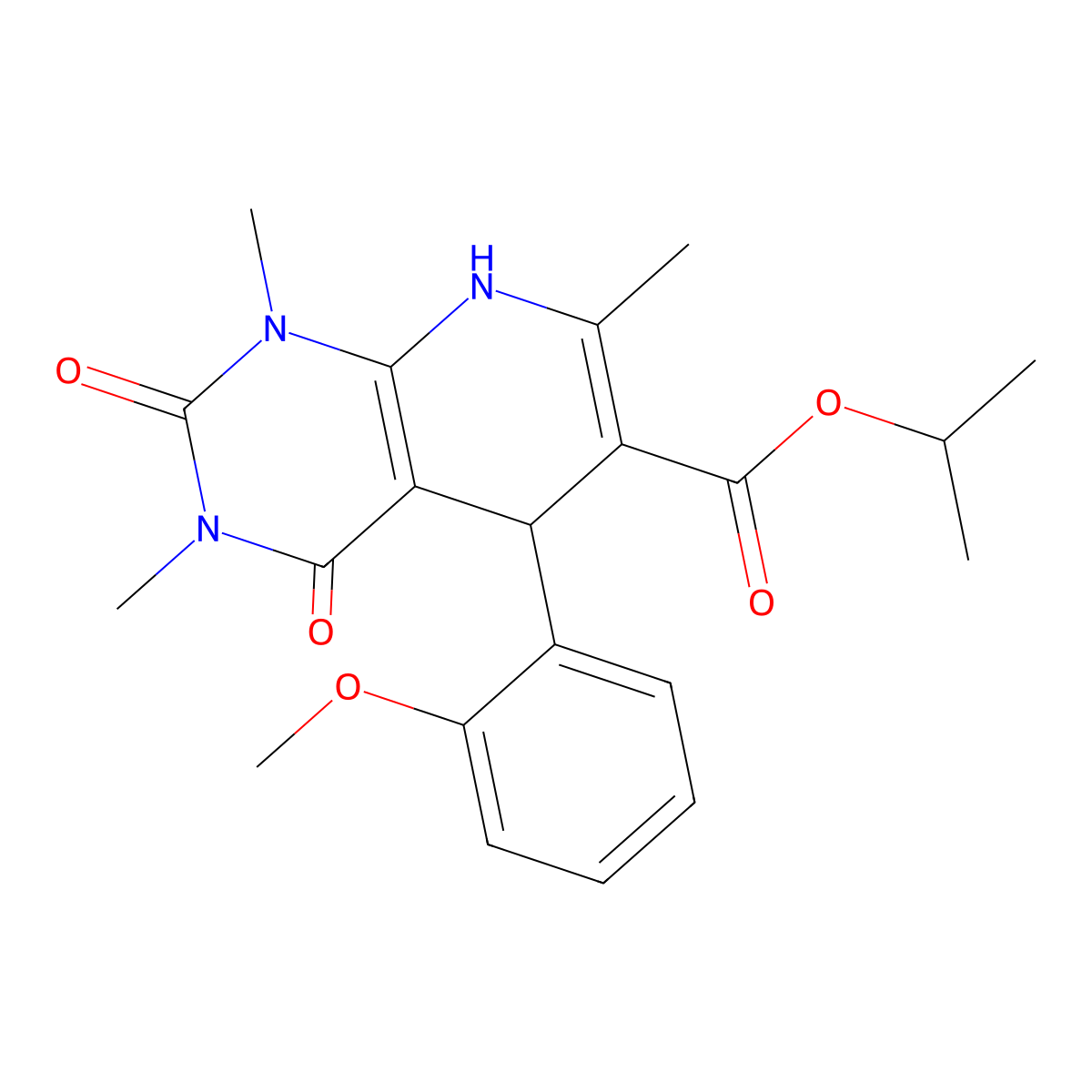 Propan-2-yl 5-(2-methoxyphenyl)-1,3,7-trimethyl-2,4-dioxo-1,2,3,4,5,8-hexahydropyrido[2,3-d]pyrimidine-6-carboxylate molecular structure, CAS 622361-08-4