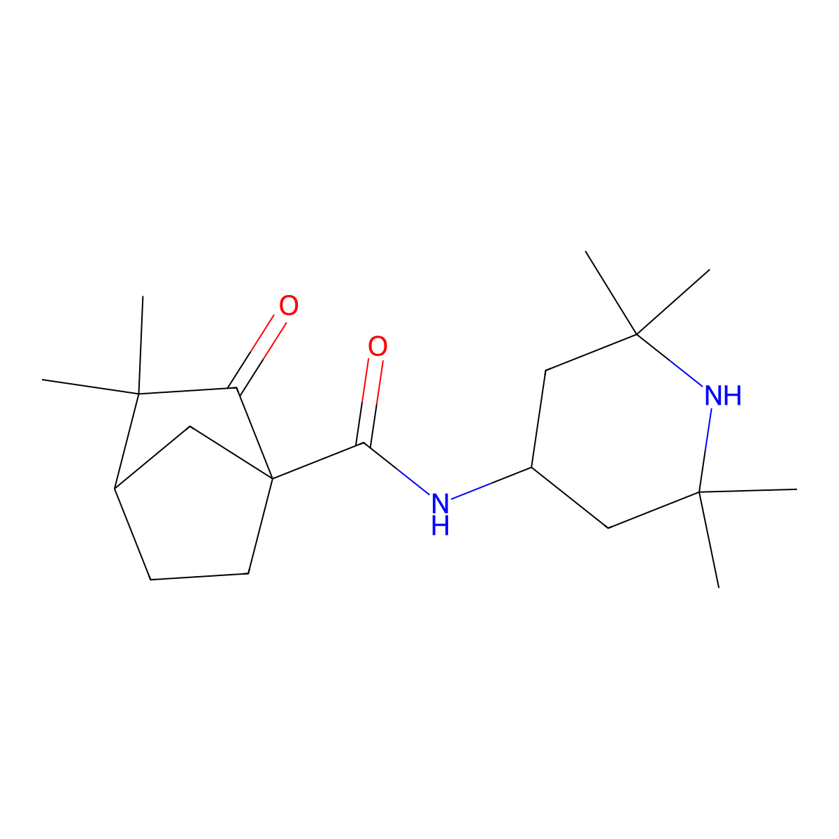 3,3-dimethyl-2-oxo-N-(2,2,6,6-tetramethylpiperidin-4-yl)bicyclo[2.2.1]heptane-1-carboxamide molecular structure, CAS 622361-10-8