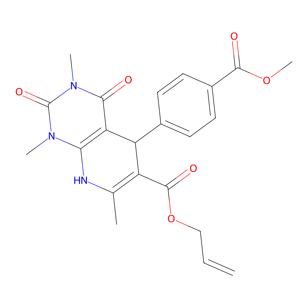 Prop-2-enyl 5-(4-methoxycarbonylphenyl)-1,3,7-trimethyl-2,4-dioxo-5,8-dihydropyrido[2,3-d]pyrimidine-6-carboxylate molecular structure, CAS 622361-47-1