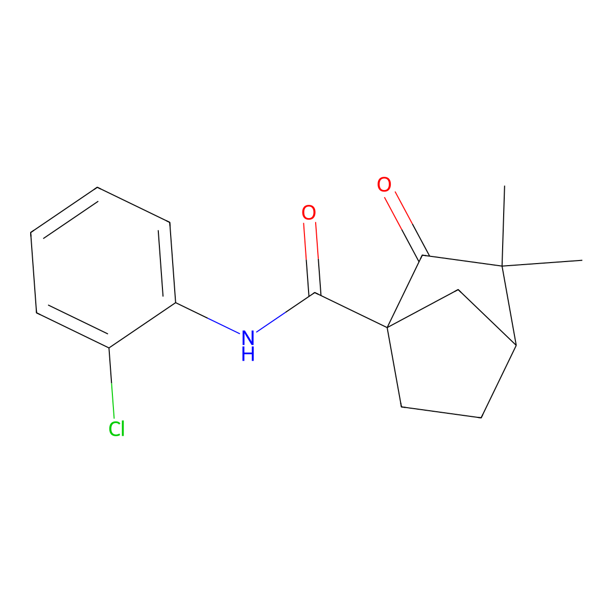 N-(2-chlorophenyl)-3,3-dimethyl-2-oxobicyclo[2.2.1]heptane-1-carboxamide molecular structure, CAS 622361-54-0