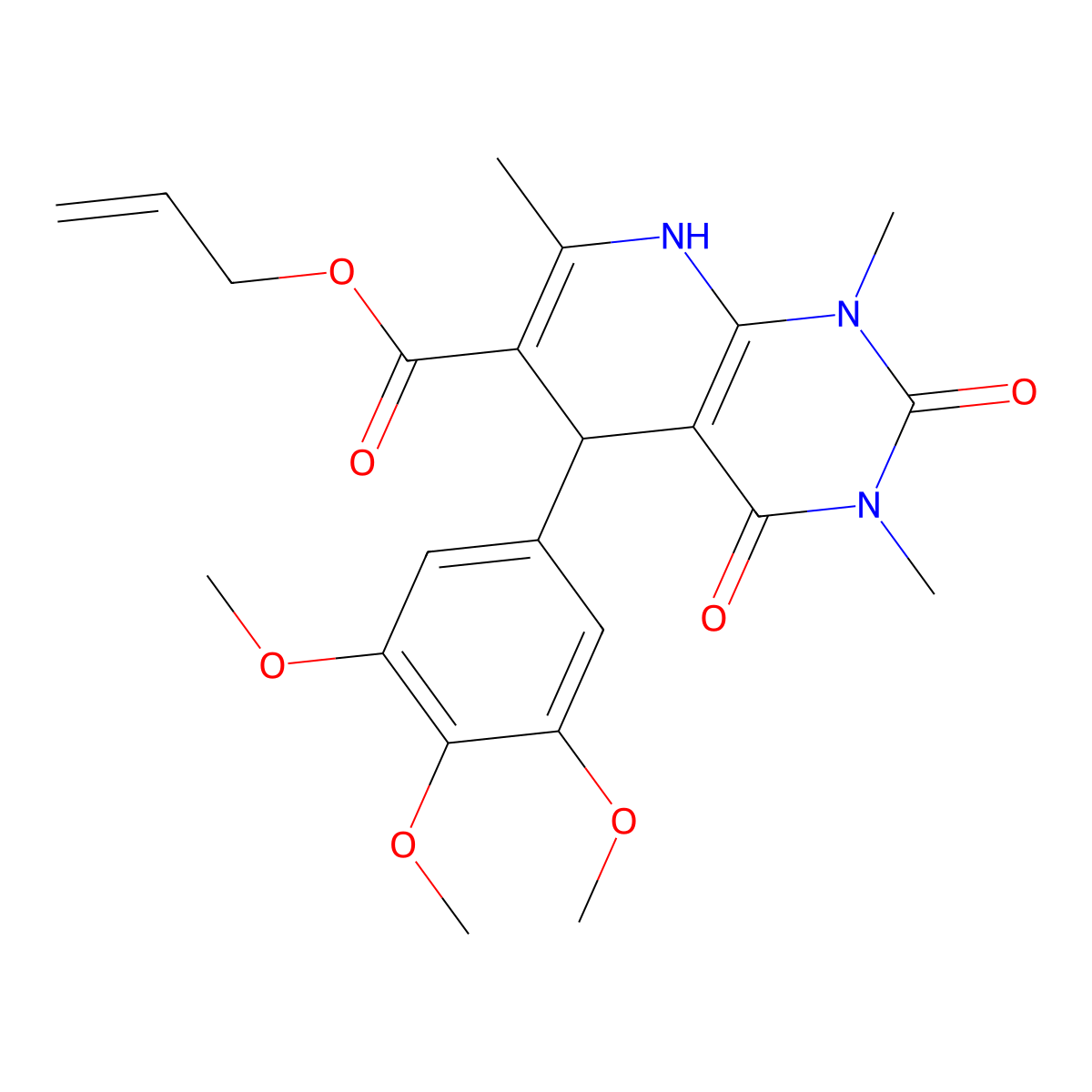 Prop-2-enyl 1,3,7-trimethyl-2,4-dioxo-5-(3,4,5-trimethoxyphenyl)-5,8-dihydropyrido[2,3-d]pyrimidine-6-carboxylate molecular structure, CAS 622361-74-4