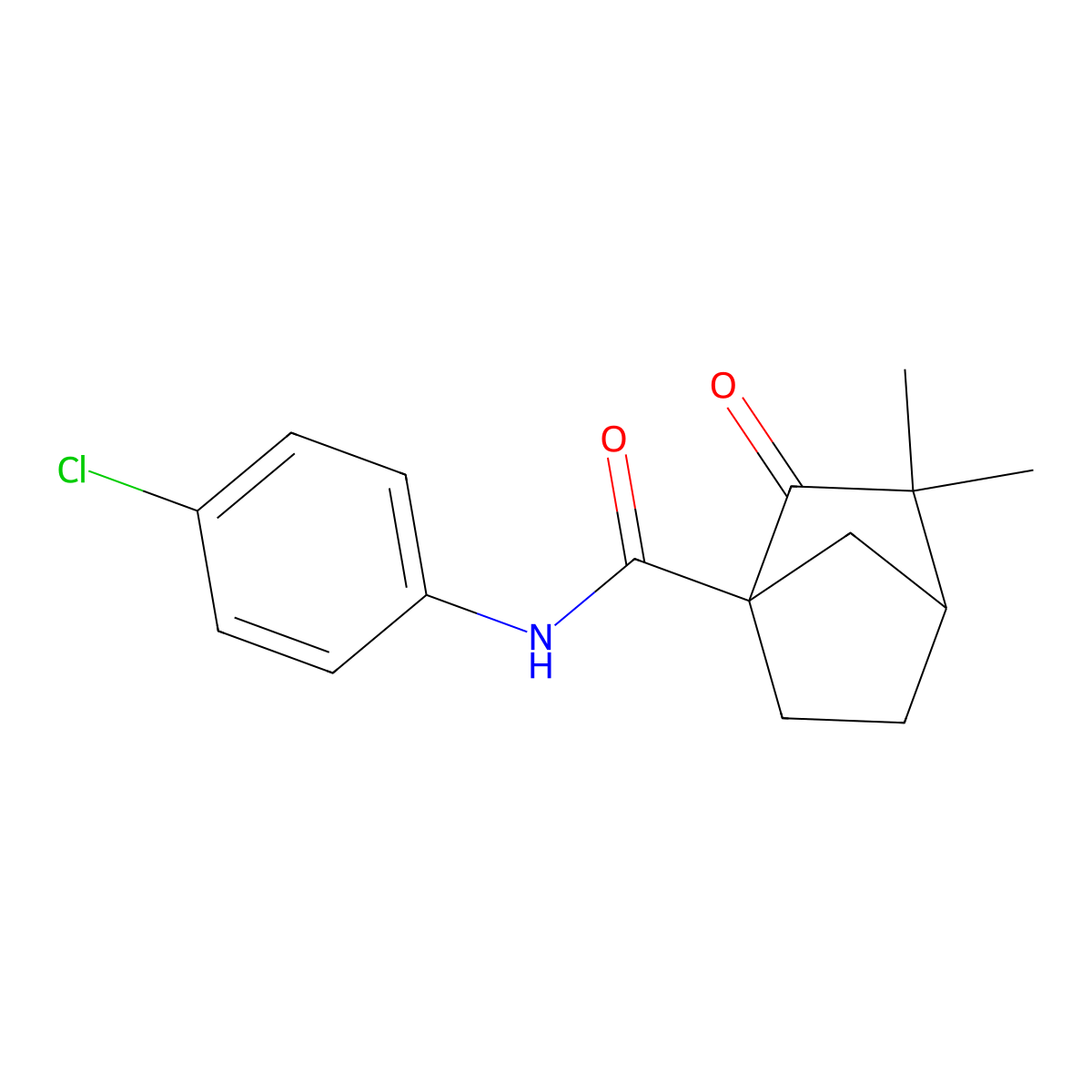 N-(4-chlorophenyl)-2,2-dimethyl-3-oxobicyclo[2.2.1]heptane-4-carboxamide molecular structure, CAS 622361-81-3