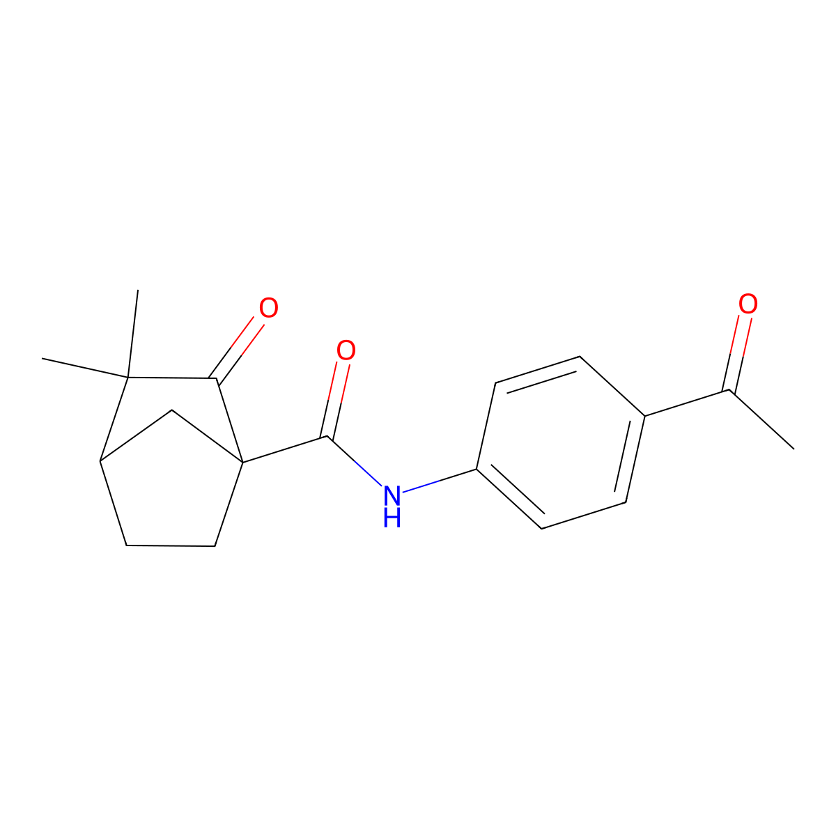 N-(4-acetylphenyl)-3,3-dimethyl-2-oxobicyclo[2.2.1]heptane-1-carboxamide molecular structure, CAS 622361-95-9