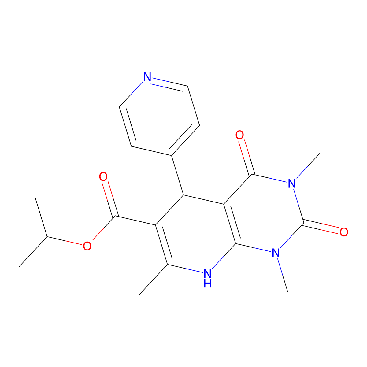 Propan-2-yl 1,3,7-trimethyl-2,4-dioxo-5-(pyridin-4-yl)-1,2,3,4,5,8-hexahydropyrido[2,3-d]pyrimidine-6-carboxylate molecular structure, CAS 622362-31-6