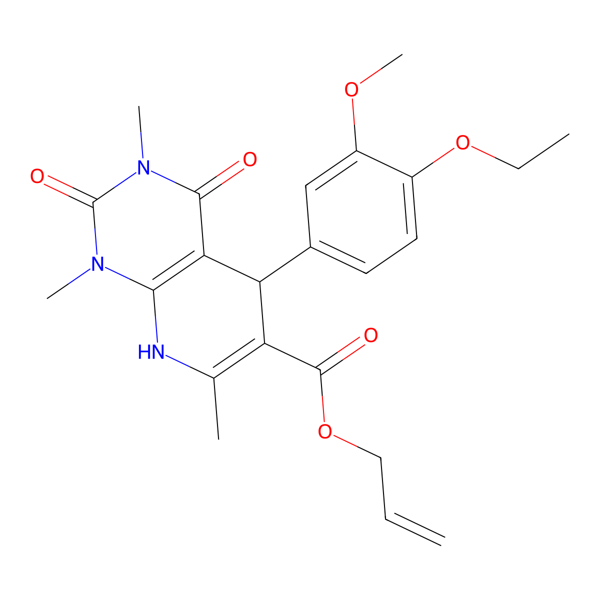 Prop-2-enyl 5-(4-ethoxy-3-methoxyphenyl)-1,3,7-trimethyl-2,4-dioxo-5,8-dihydropyrido[2,3-d]pyrimidine-6-carboxylate molecular structure, CAS 622362-76-9