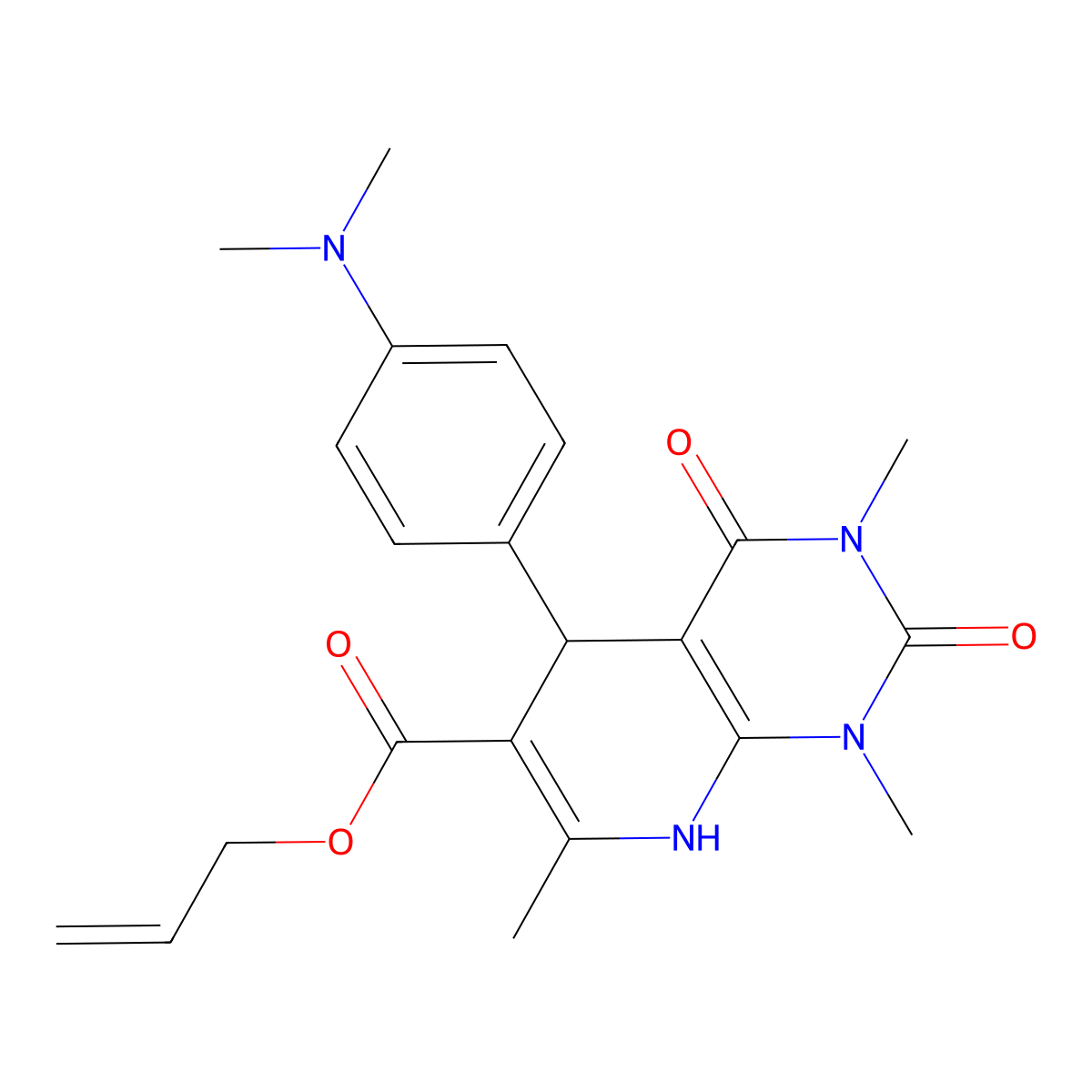 Allyl 5-(4-(dimethylamino)phenyl)-1,3,7-trimethyl-2,4-dioxo-1,2,3,4,5,8-hexahydropyrido[2,3-d]pyrimidine-6-carboxylate molecular structure, CAS 622362-95-2