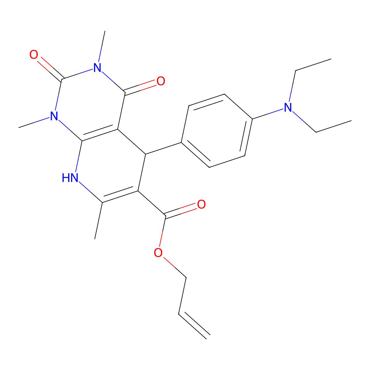 Prop-2-enyl 5-[4-(diethylamino)phenyl]-1,3,7-trimethyl-2,4-dioxo-5,8-dihydropyrido[2,3-d]pyrimidine-6-carboxylate molecular structure, CAS 622363-06-8