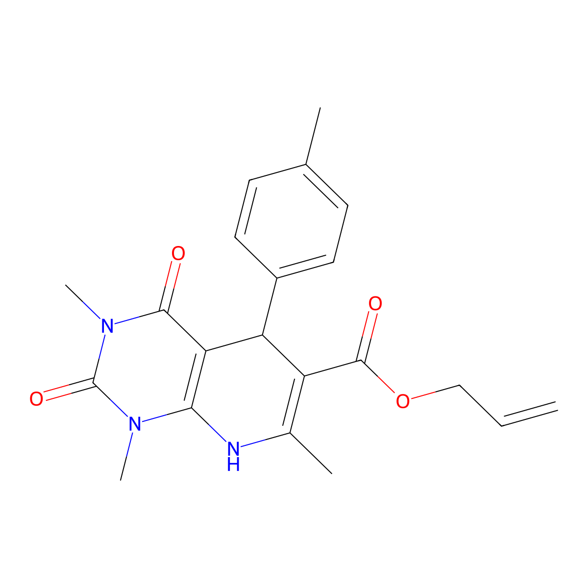 Prop-2-enyl 1,3,7-trimethyl-5-(4-methylphenyl)-2,4-dioxo-5,8-dihydropyrido[2,3-d]pyrimidine-6-carboxylate molecular structure, CAS 622363-15-9