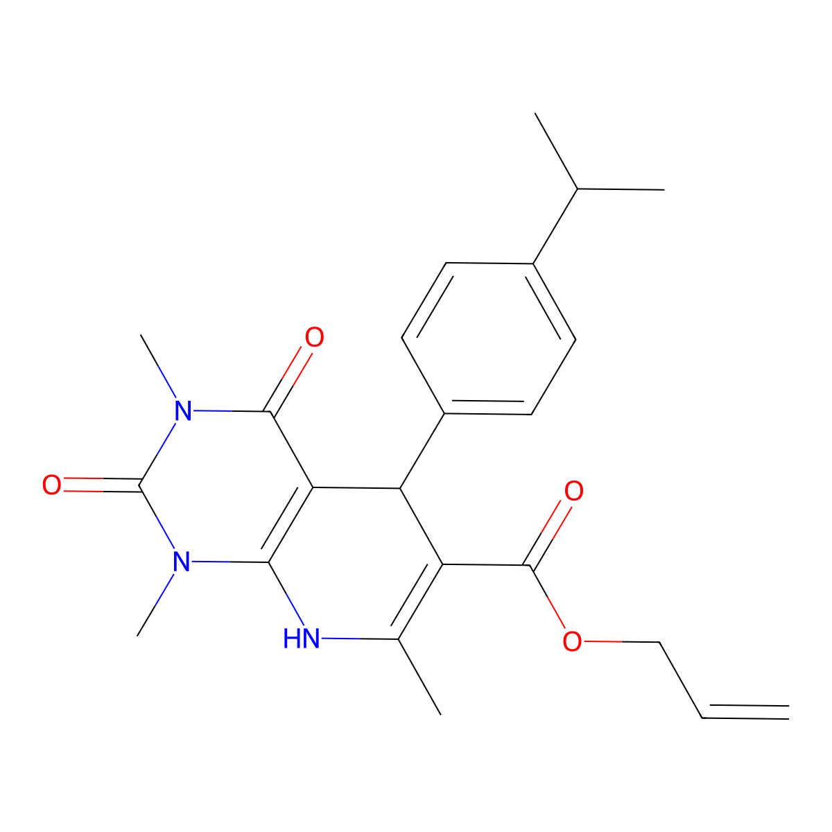 Prop-2-enyl 1,3,7-trimethyl-2,4-dioxo-5-(4-propan-2-ylphenyl)-5,8-dihydropyrido[2,3-d]pyrimidine-6-carboxylate molecular structure, CAS 622363-24-0