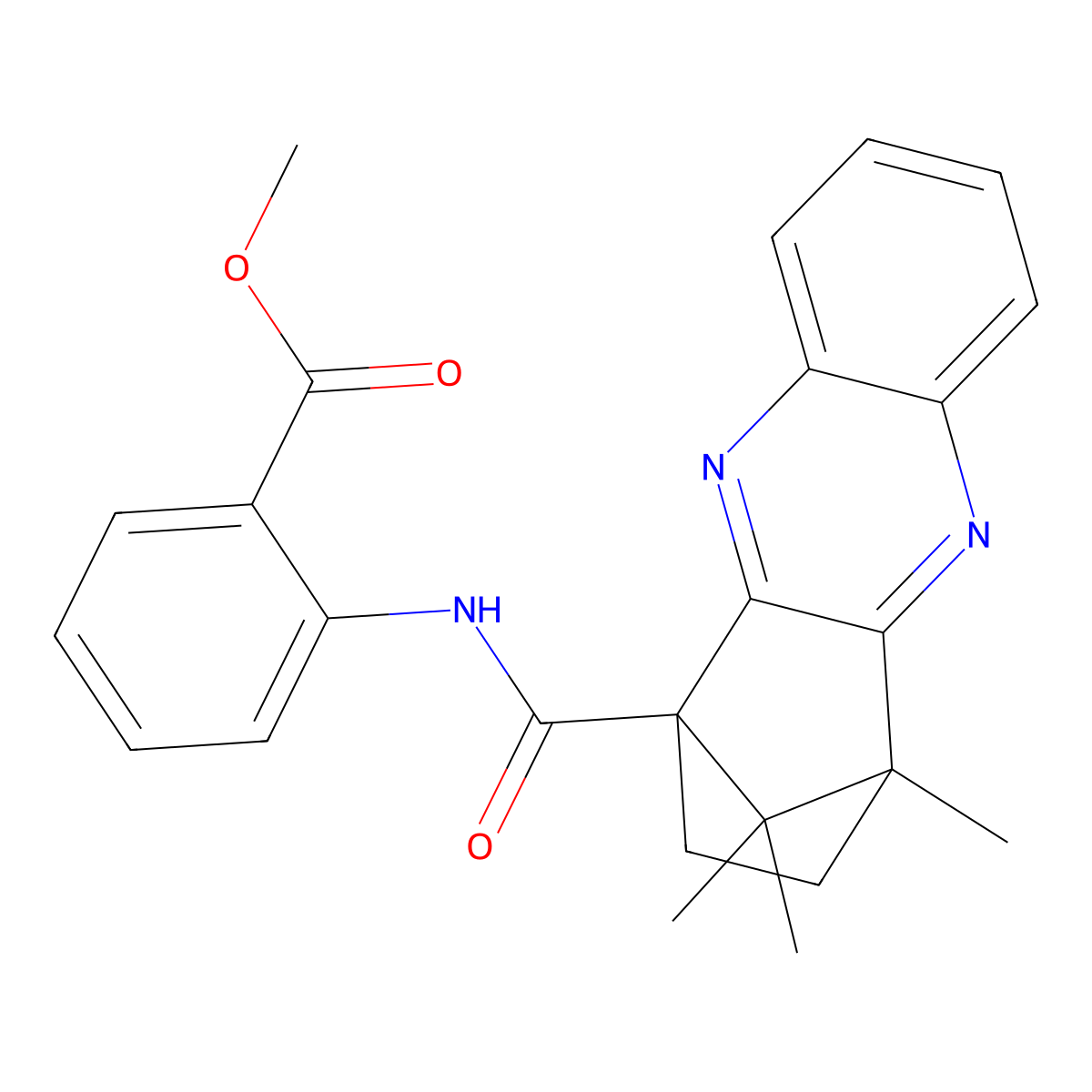 Methyl 2-{12,15,15-trimethyl-3,10-diazatetracyclo[10.2.1.0^{2,11}.0^{4,9}]pentadeca-2(11),3,5,7,9-pentaene-1-amido}benzoate molecular structure, CAS 622363-99-9