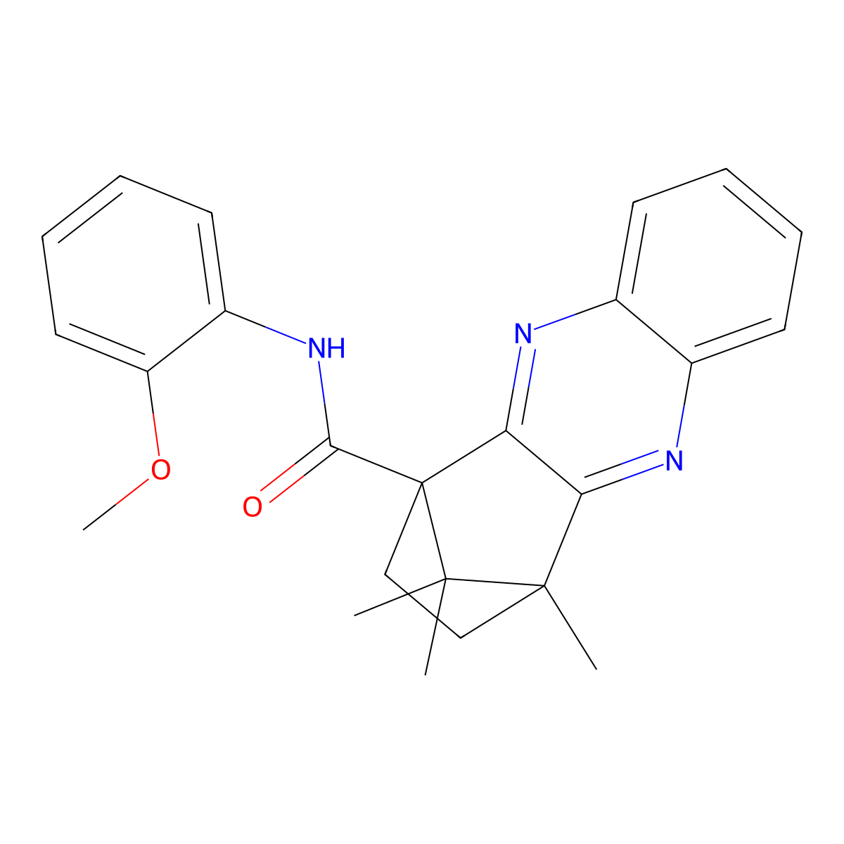 (1R,4S)-N-(2-methoxyphenyl)-4,11,11-trimethyl-1,2,3,4-tetrahydro-1,4-methanophenazine-1-carboxamide molecular structure, CAS 622364-38-9