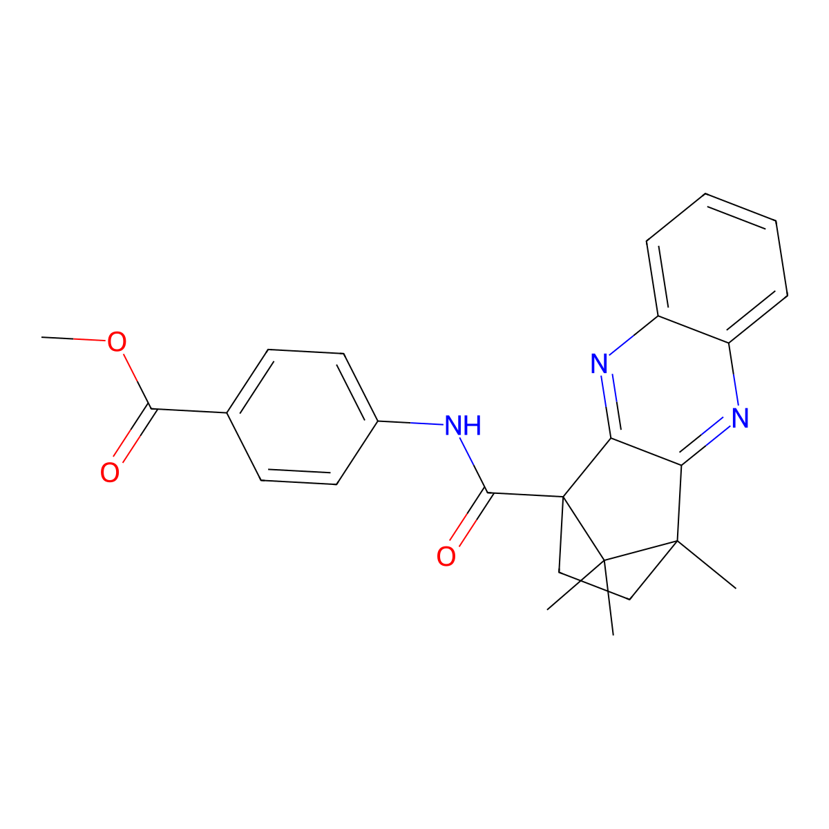 Methyl 4-(4,11,11-trimethyl-1,2,3,4-tetrahydro-1,4-methanophenazine-1-carboxamido)benzoate molecular structure, CAS 622364-70-9