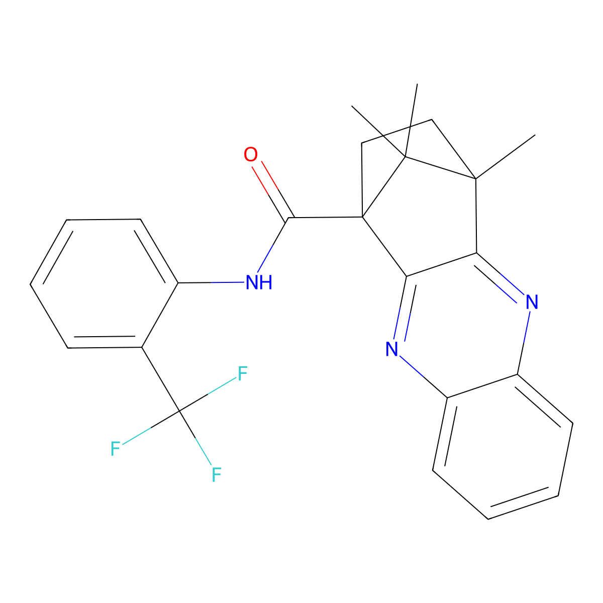 12,15,15-Trimethyl-N-[2-(trifluoromethyl)phenyl]-3,10-diazatetracyclo[10.2.1.02,11.04,9]pentadeca-2,4,6,8,10-pentaene-1-carboxamide molecular structure, CAS 622365-70-2