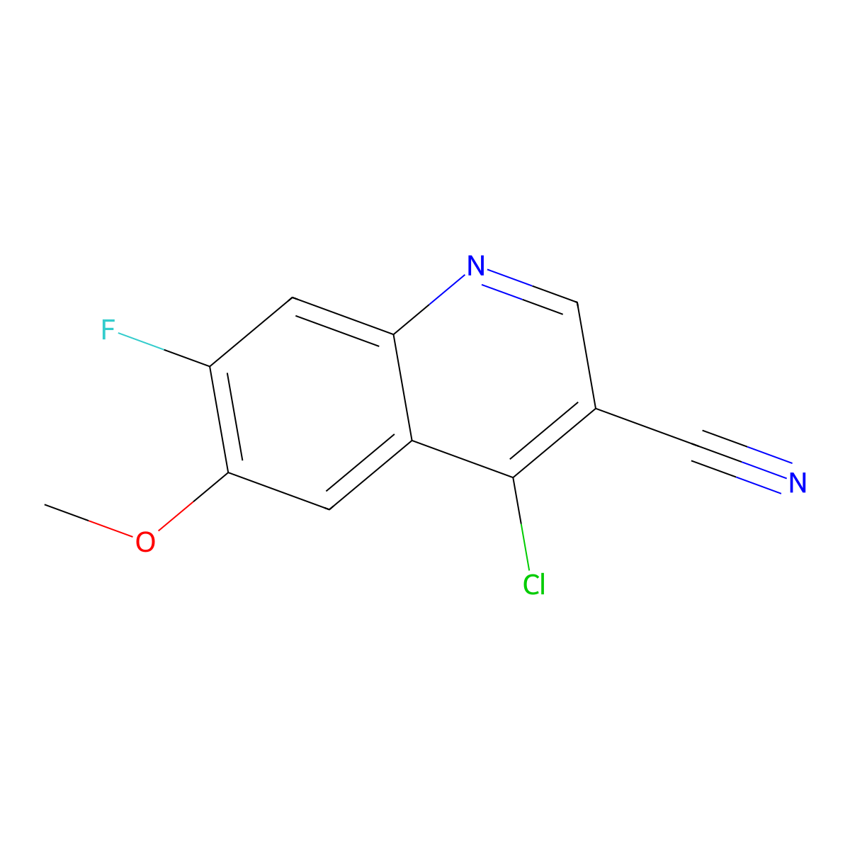 4-Chloro-7-fluoro-6-methoxy-3-quinolinecarbonitrile molecular structure, CAS 622369-40-8