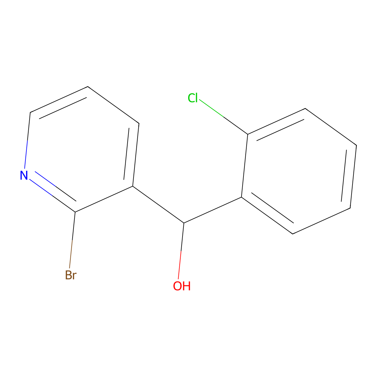 3-Pyridinemethanol, 2-bromo-alpha-(2-chlorophenyl)- molecular structure, CAS 622372-79-6