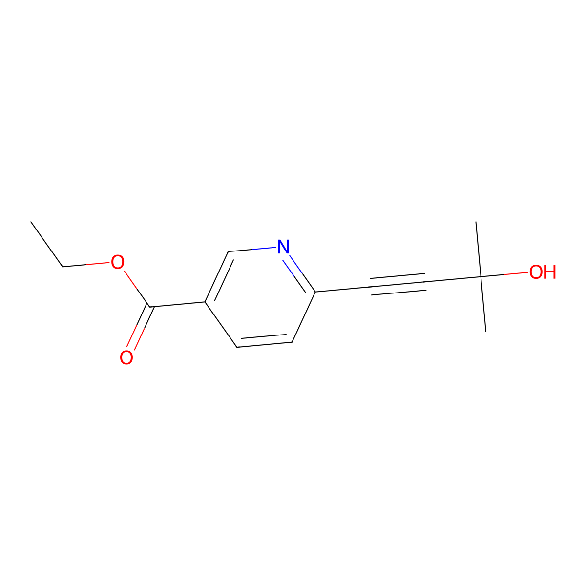 Ethyl 6-(3-hydroxy-3-methylbut-1-ynyl)nicotinate molecular structure, CAS 622374-63-4