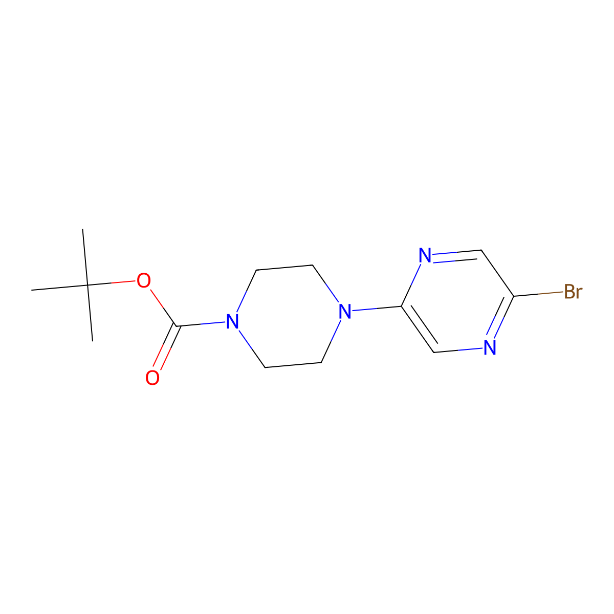 Tert-butyl 4-(5-bromopyrazin-2-yl)piperazine-1-carboxylate molecular structure, CAS 622386-08-7
