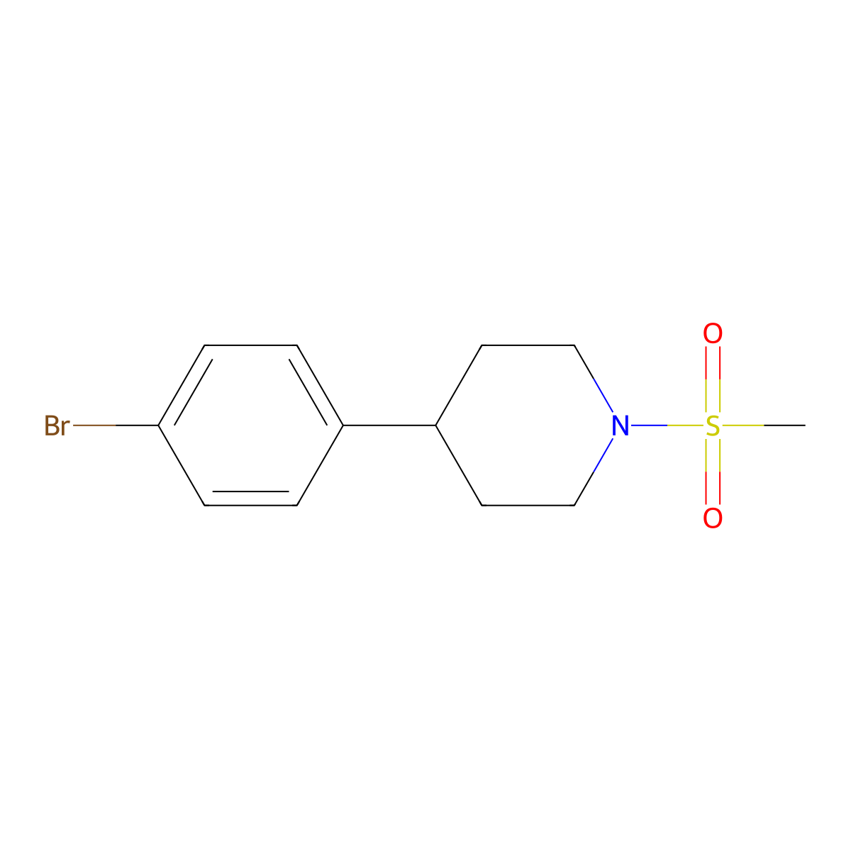 4-(4-Bromophenyl)-1-(methylsulfonyl)piperidine molecular structure, CAS 622386-94-1