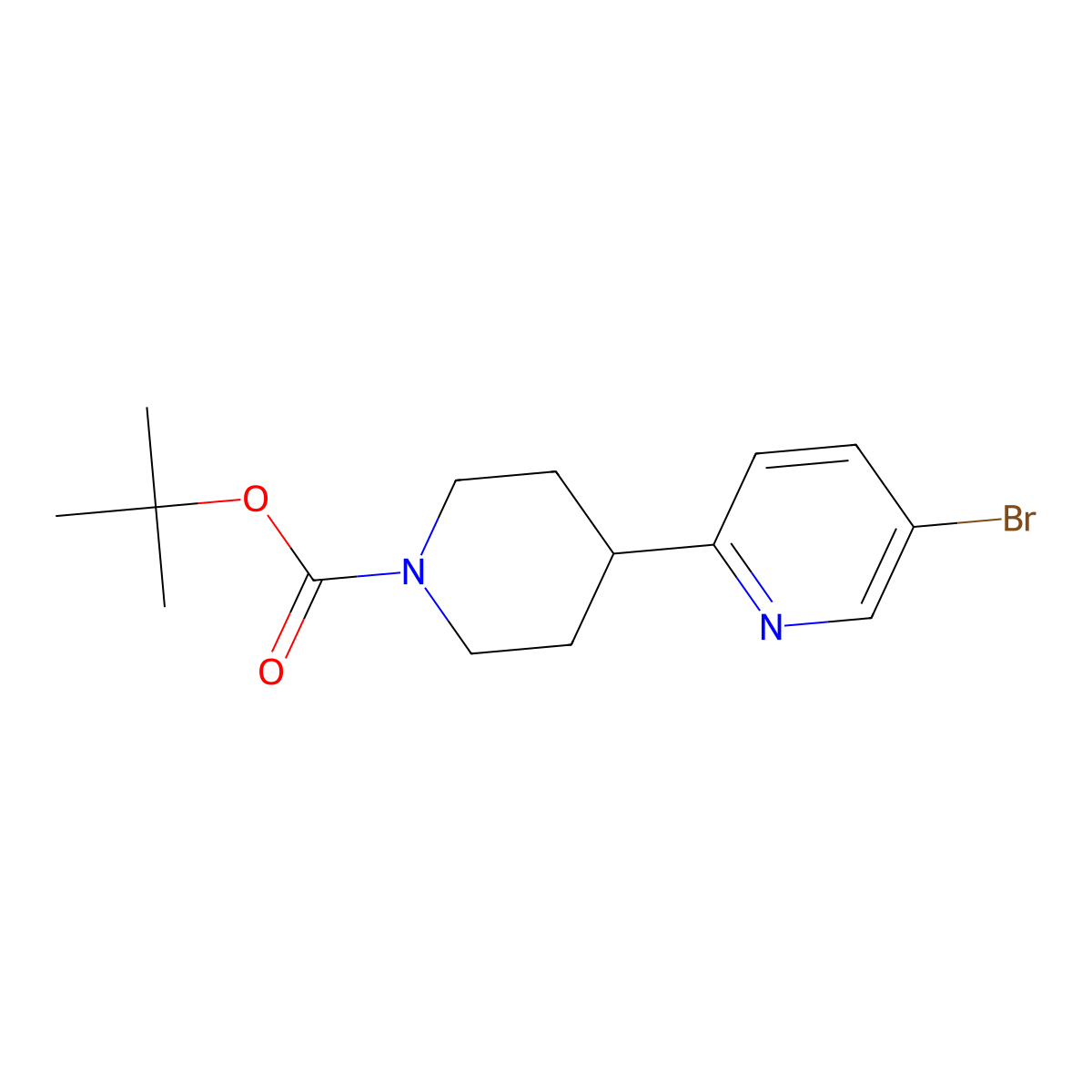 Tert-butyl 4-(5-bromopyridin-2-yl)piperidine-1-carboxylate molecular structure, CAS 622387-27-3