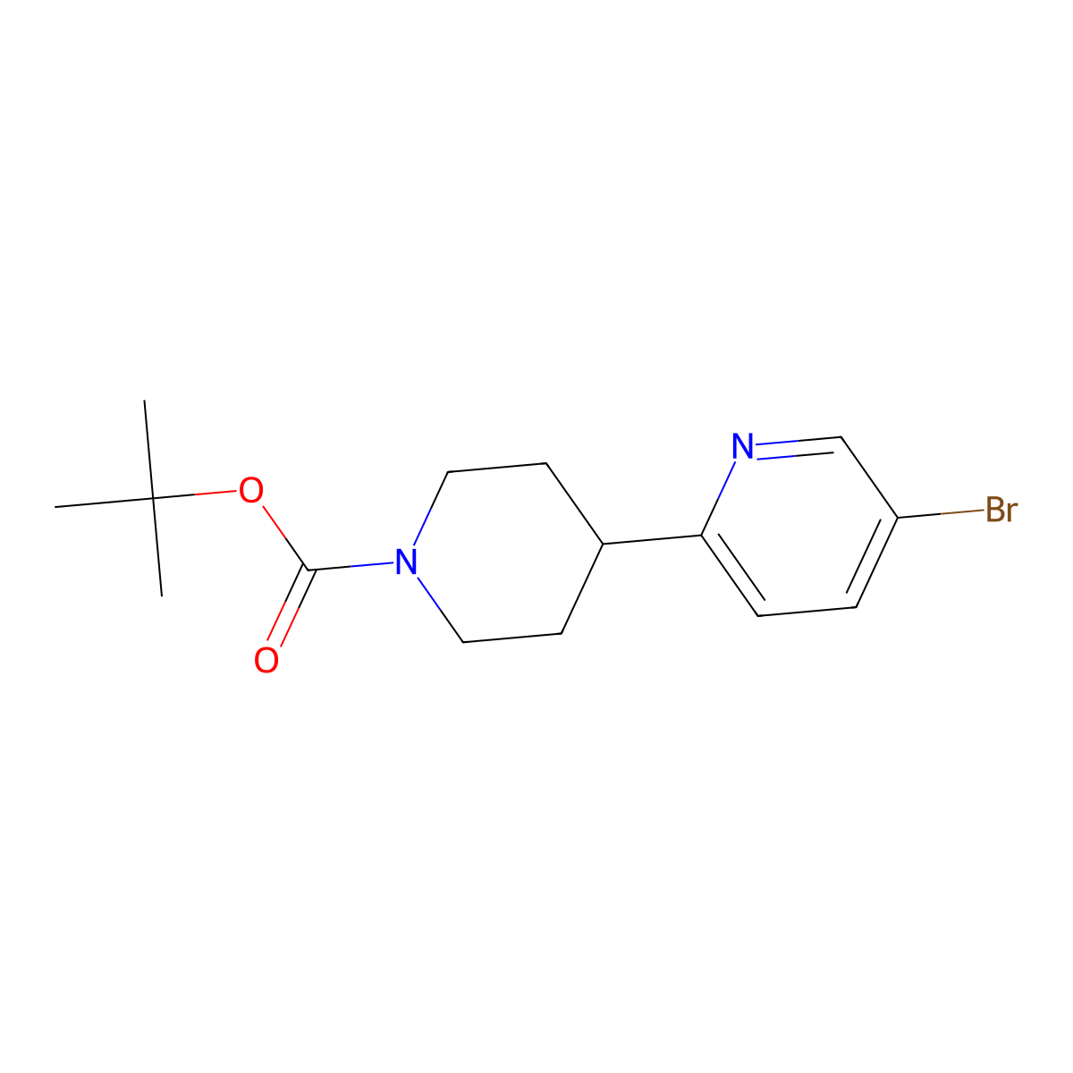 Tert-butyl 4-(5-bromopyridin-2-yl)piperidine-1-carboxylate molecular structure, CAS 622387-27-3