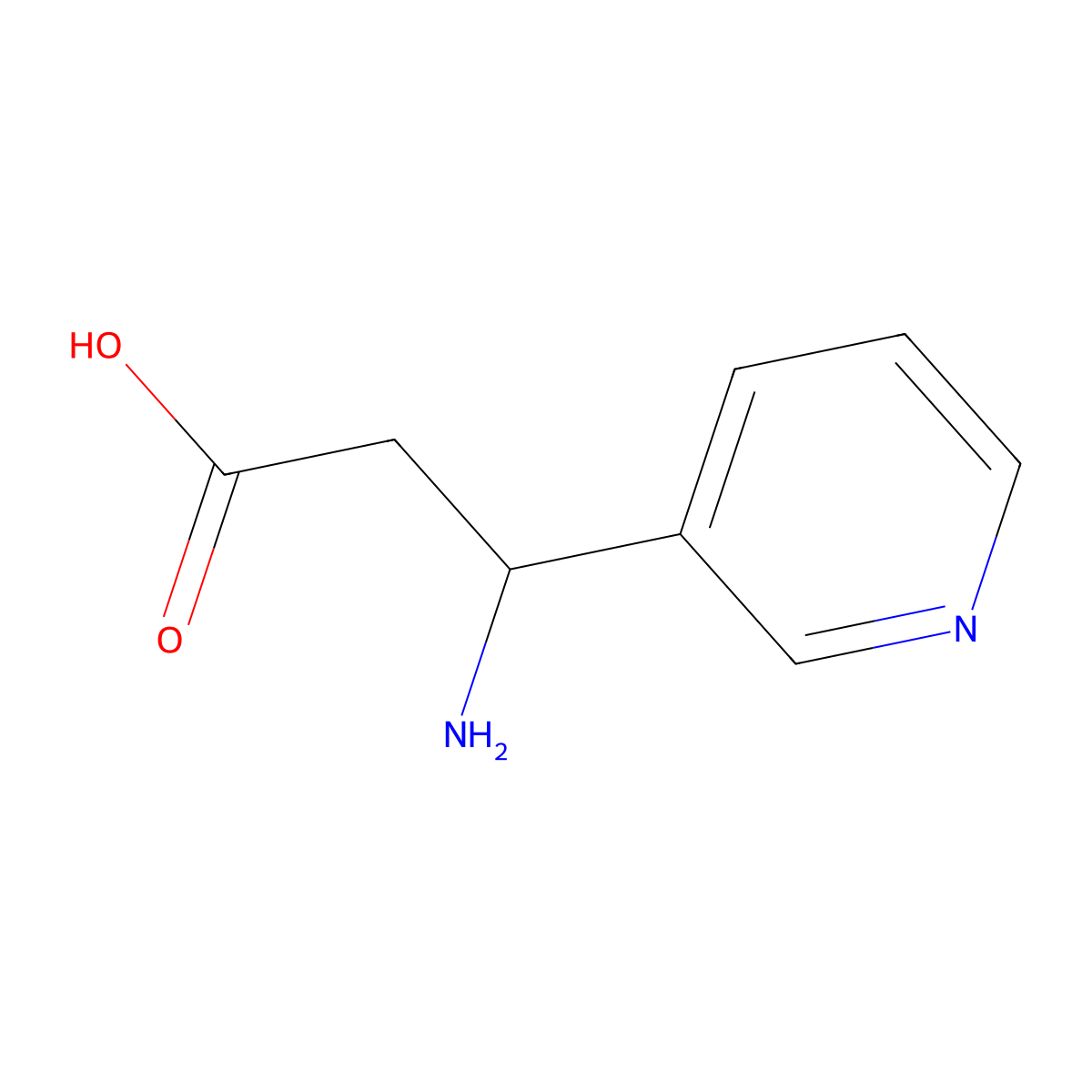 3-Amino-3-(pyridin-3-yl)propanoic acid molecular structure, CAS 62247-21-6