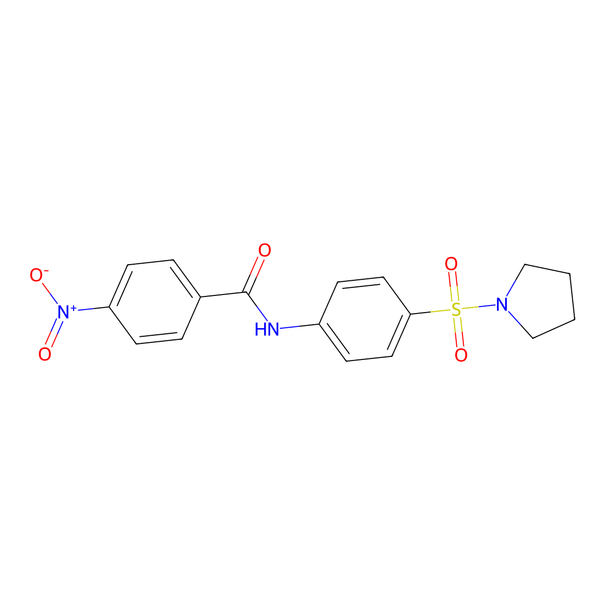 4-Nitro-N-[4-(pyrrolidine-1-sulfonyl)-phenyl]-benzamide molecular structure, CAS 6225-21-4