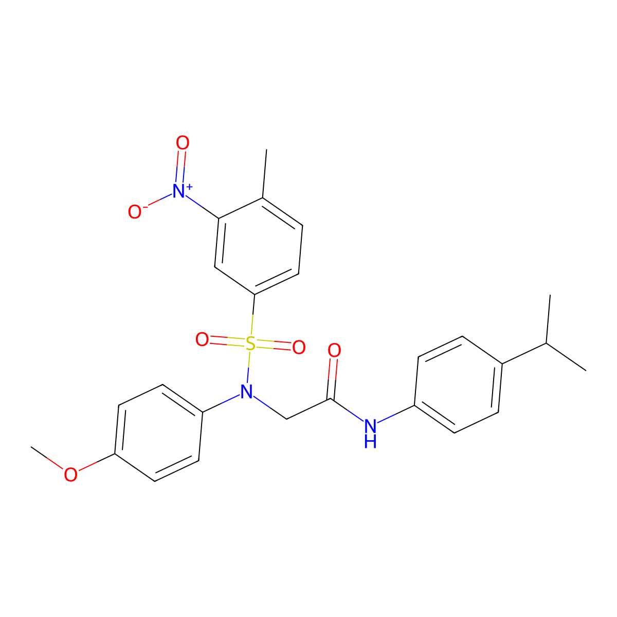 2-(4-methoxy-N-(4-methyl-3-nitrophenyl)sulfonylanilino)-N-(4-propan-2-ylphenyl)acetamide molecular structure, CAS 6225-33-8