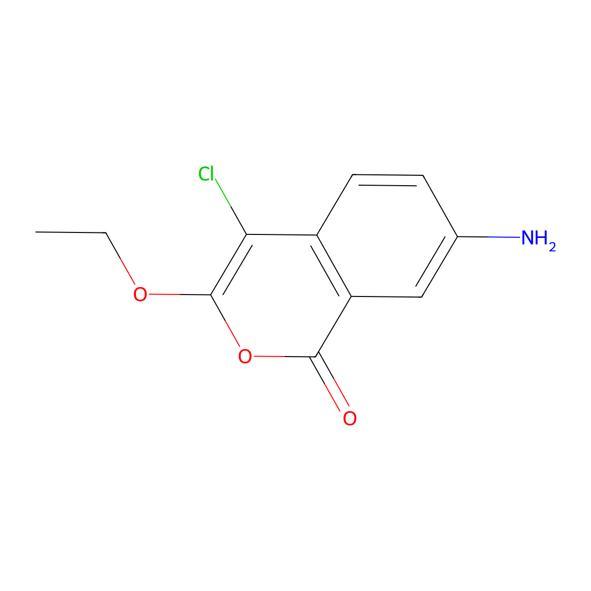 1H-2-Benzopyran-1-one, 7-amino-4-chloro-3-ethoxy- molecular structure, CAS 62252-30-6