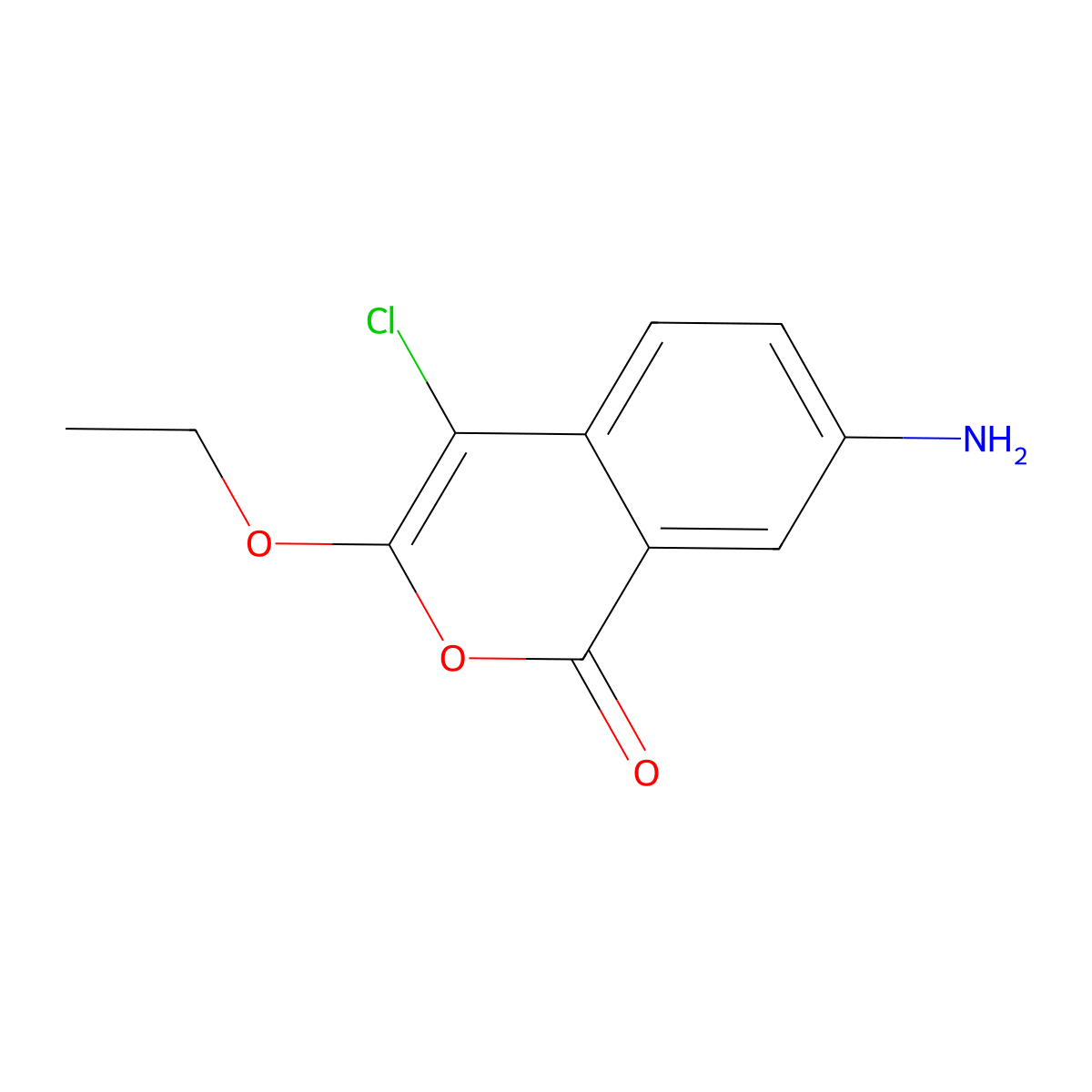 1H-2-Benzopyran-1-one, 7-amino-4-chloro-3-ethoxy- molecular structure, CAS 62252-30-6