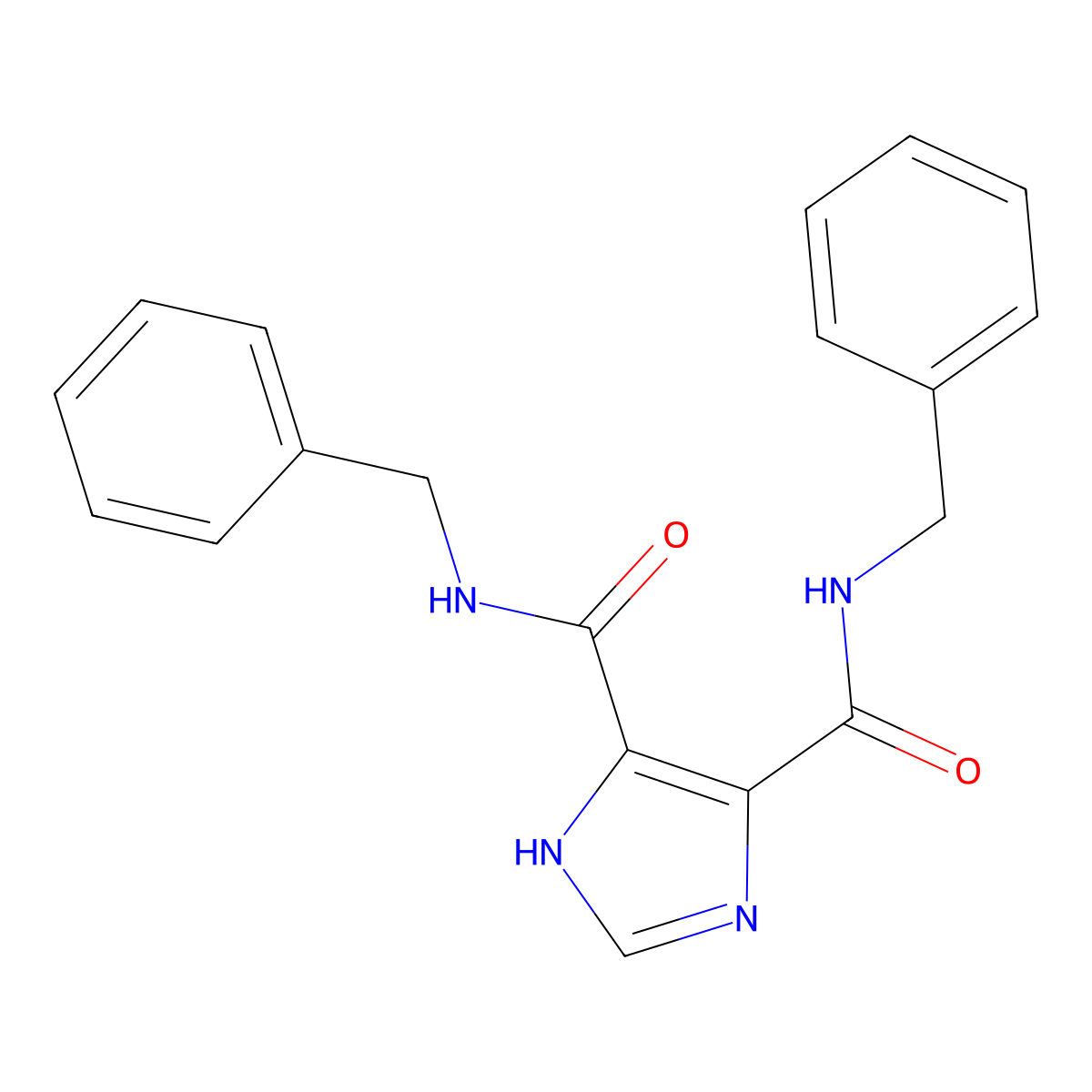 1H-Imidazole-4,5-dicarboxamide, N,N'-bis(phenylmethyl)- molecular structure, CAS 62255-05-4