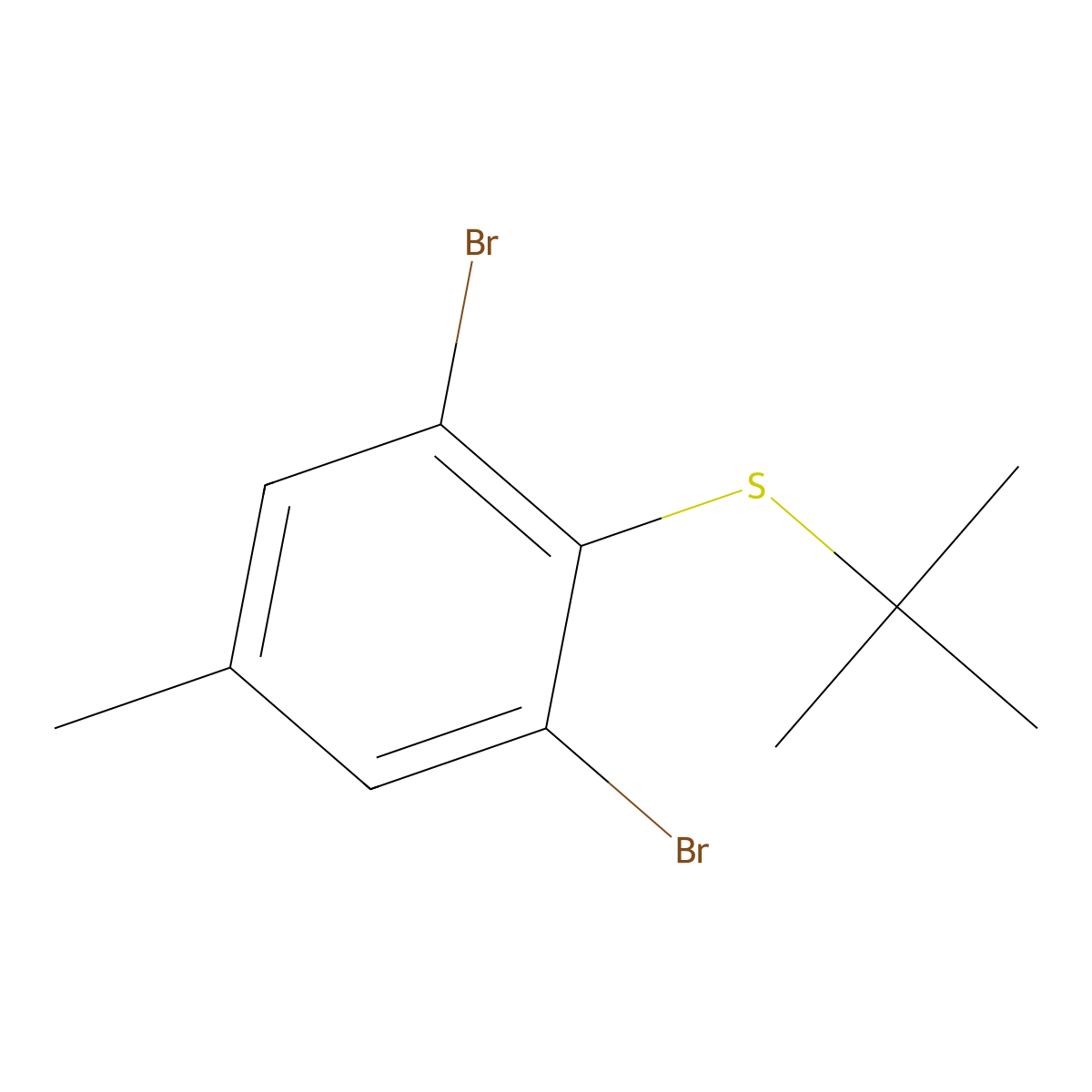 Benzene, 1,3-dibromo-2-[(1,1-dimethylethyl)thio]-5-methyl- molecular structure, CAS 62261-16-9
