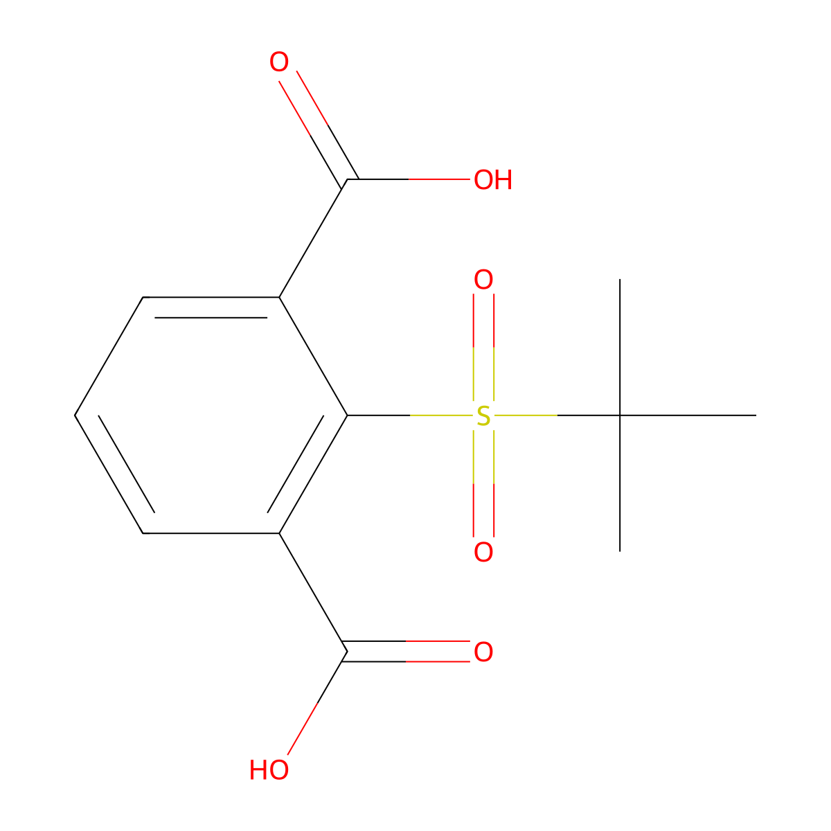 1,3-Benzenedicarboxylic acid, 2-[(1,1-dimethylethyl)sulfonyl]- molecular structure, CAS 62261-24-9