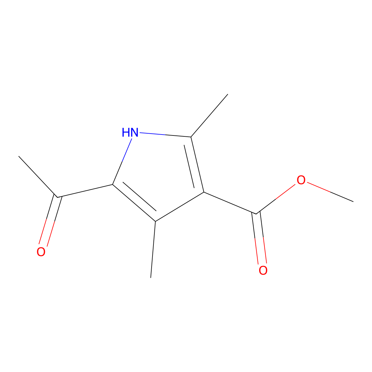 methyl 5-acetyl-2,4-dimethyl-1H-pyrrole-3-carboxylate molecular structure, CAS 62264-99-7