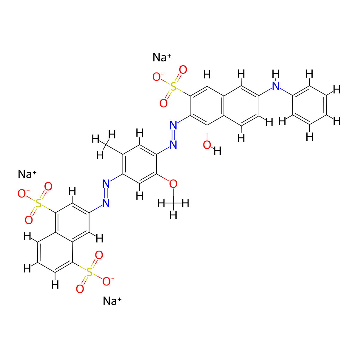 Trisodium 3-[[4-[[6-(anilino)-1-hydroxy-3-sulphonato-2-naphthyl]azo]-5-methoxy-o-tolyl]azo]naphthalene-1,5-disulphonate molecular structure, CAS 6227-20-9