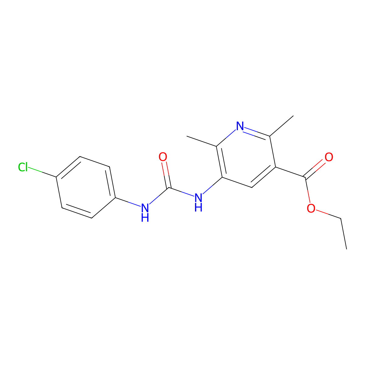 Ethyl 5-(3-(4-chlorophenyl)ureido)-2,6-dimethylnicotinate molecular structure, CAS 622789-10-0