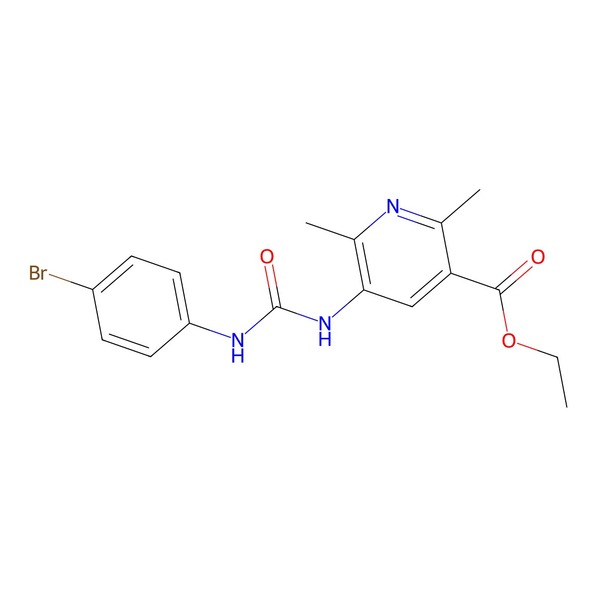 Ethyl 5-(3-(4-bromophenyl)ureido)-2,6-dimethylnicotinate molecular structure, CAS 622789-14-4