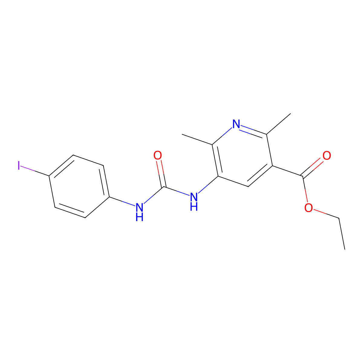 Ethyl 5-{[(4-iodophenyl)carbamoyl]amino}-2,6-dimethylpyridine-3-carboxylate molecular structure, CAS 622789-28-0