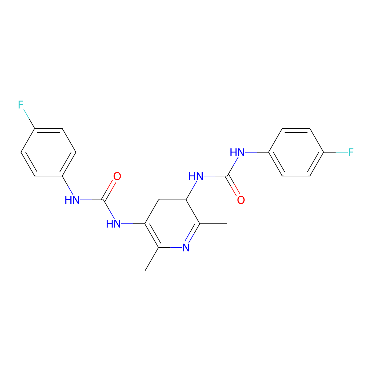 1-(4-Fluorophenyl)-3-[5-[(4-fluorophenyl)carbamoylamino]-2,6-dimethylpyridin-3-yl]urea molecular structure, CAS 622789-54-2