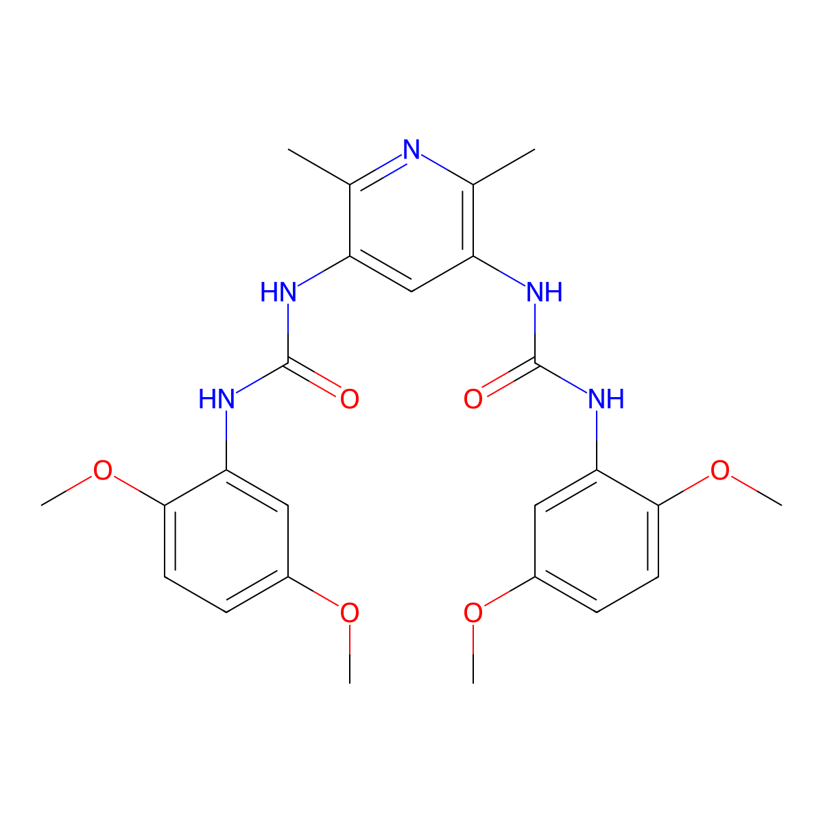 1-(2,5-Dimethoxyphenyl)-3-[5-[(2,5-dimethoxyphenyl)carbamoylamino]-2,6-dimethylpyridin-3-yl]urea molecular structure, CAS 622789-78-0