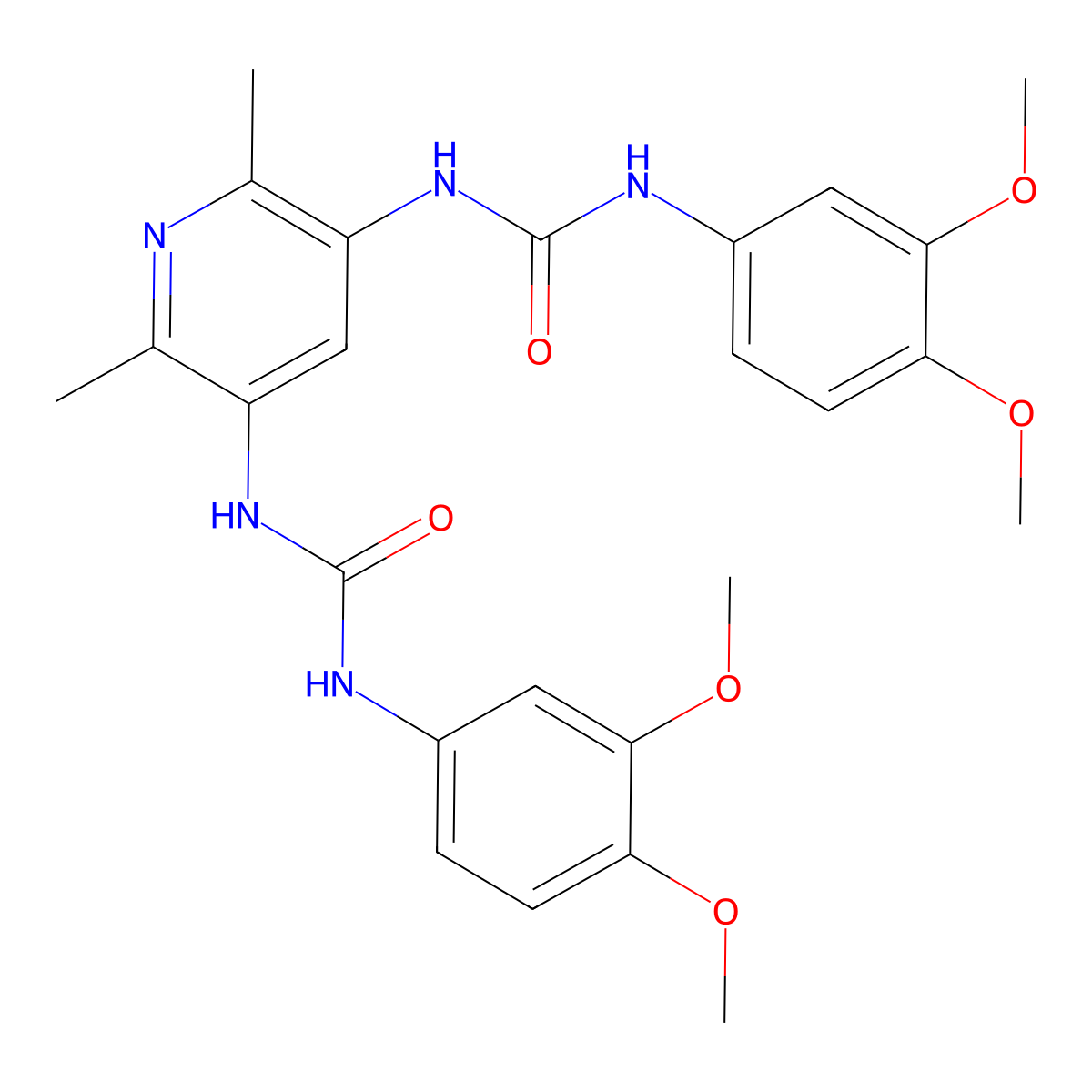 1-(3,4-Dimethoxyphenyl)-3-[5-[(3,4-dimethoxyphenyl)carbamoylamino]-2,6-dimethylpyridin-3-yl]urea molecular structure, CAS 622789-80-4